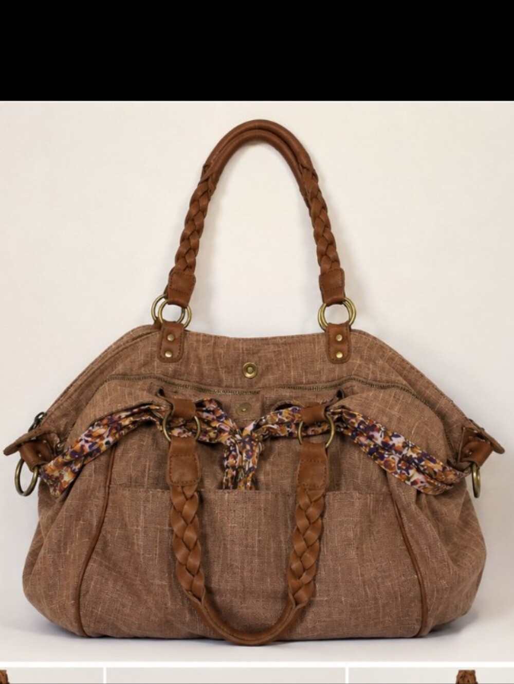 Anthropologie Deux Lux Boho Tote Weekender Travel Bag Floral Lined Large
